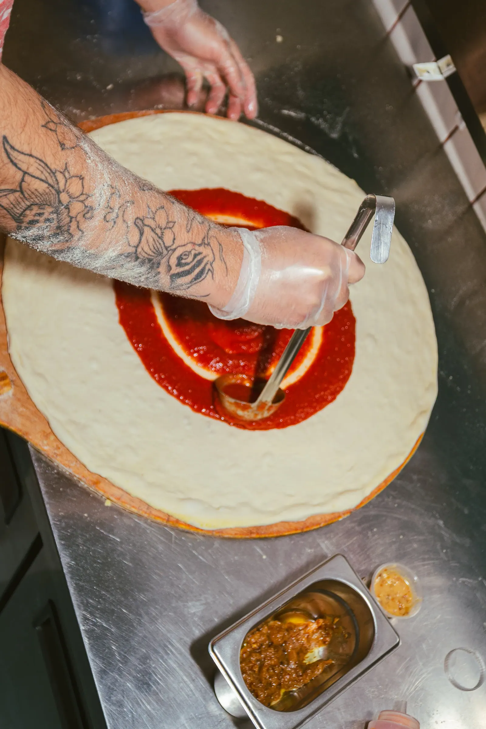 Making New York style pizza at Frankie's Cork